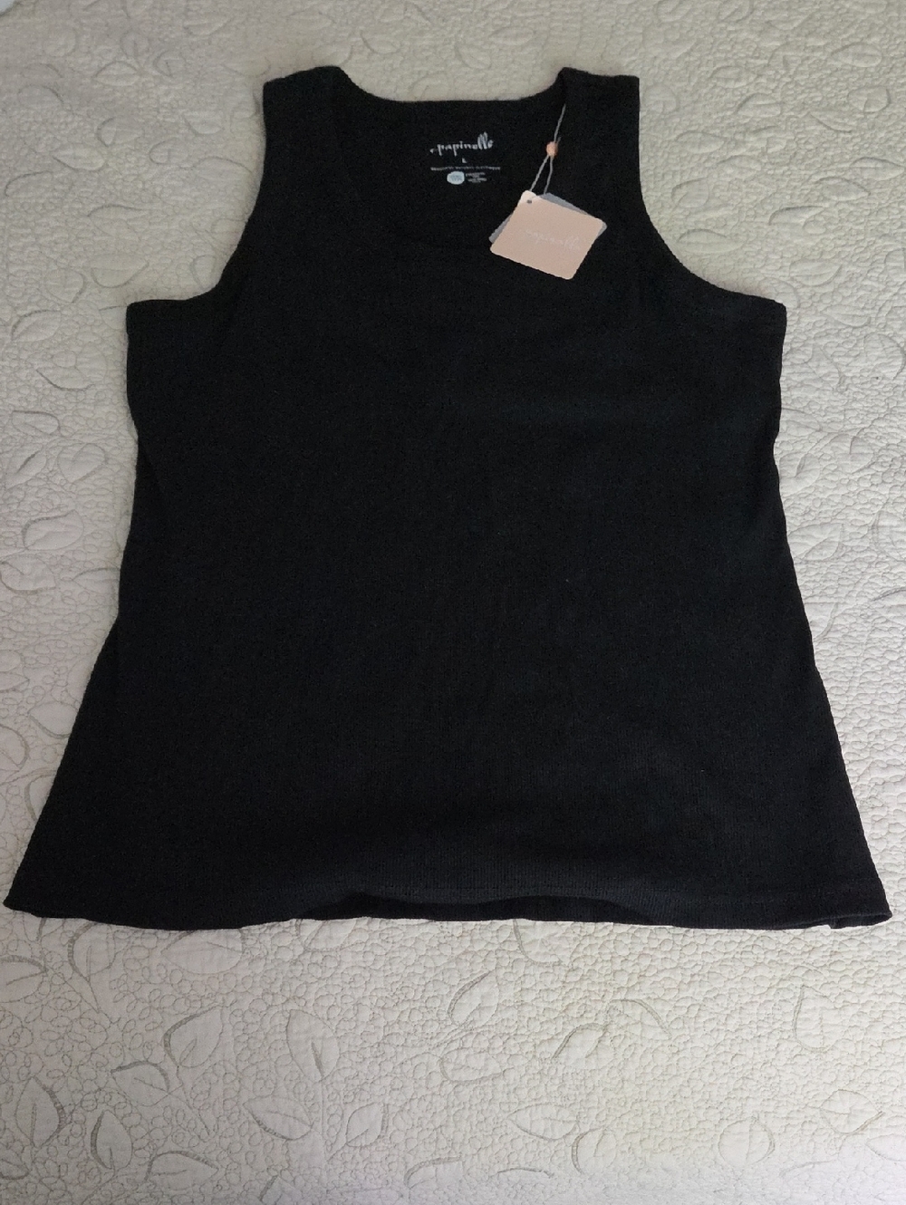 Papinelle Black Milla Rib Shelf Bra Tank Size L